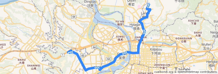 Mapa del recorrido 臺北市 616 泰山-天母 (返程) de la línea  en Nouveau Taipei.