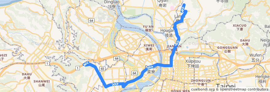 Mapa del recorrido 臺北市 616 泰山-天母 (往程) de la línea  en Nouveau Taipei.