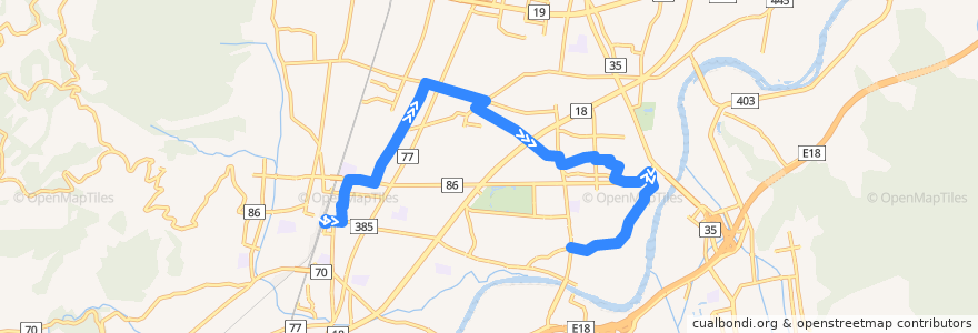 Mapa del recorrido 篠ノ井ぐるりん号 de la línea  en Nagano.