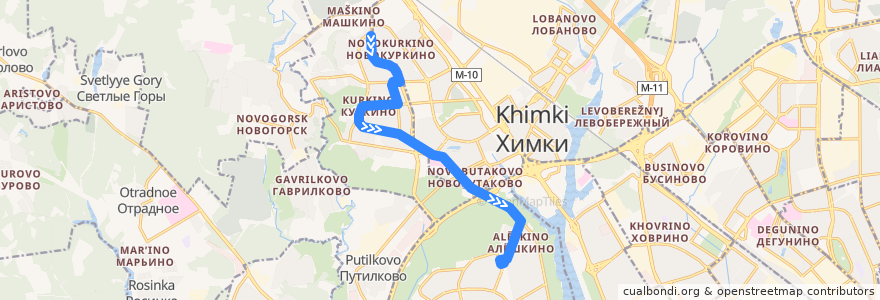 Mapa del recorrido Автобус №268: 12-й микрорайон Куркина - метро "Планерная" de la línea  en 莫斯科.