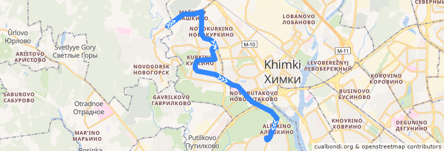 Mapa del recorrido Автобус №268К: Городок ЮРМА - метро "Планерная" de la línea  en 莫斯科.