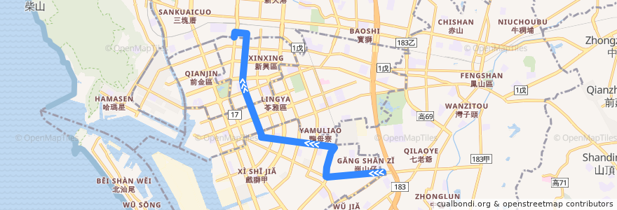 Mapa del recorrido 26路(往程) de la línea  en 高雄市.