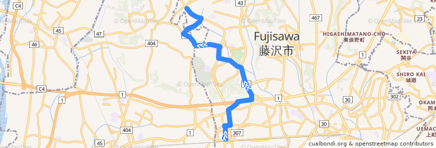 Mapa del recorrido 辻28:辻堂駅北口=>湘南ライフタウン de la línea  en كاناغاوا.