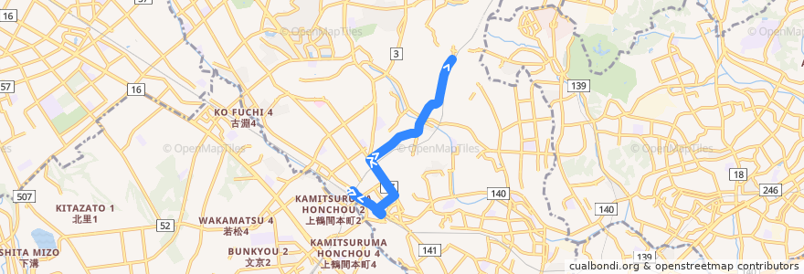 Mapa del recorrido 町田03系統 de la línea  en Machida.