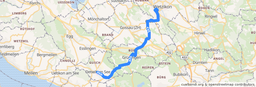 Mapa del recorrido Bus 867: Oetwil am See, Zentrum => Wetzikon ZH, Bahnhof de la línea  en Цюрих.