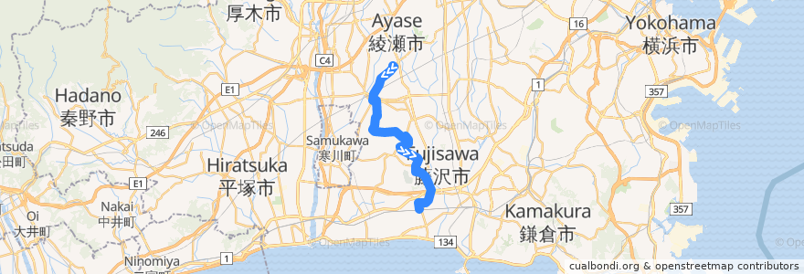 Mapa del recorrido 辻33 辻堂駅北口行 矢崎・駒寄・羽鳥山経由 de la línea  en 藤沢市.