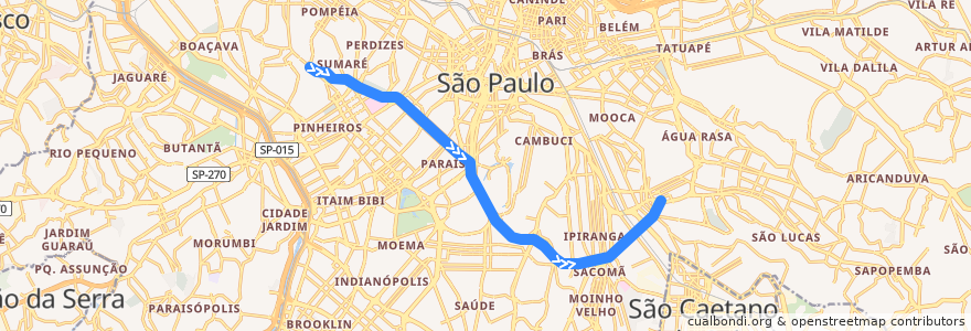Mapa del recorrido Linha 2 - Verde: Vila Madalena ⇒ Vila Prudente de la línea  en Сан-Паулу.