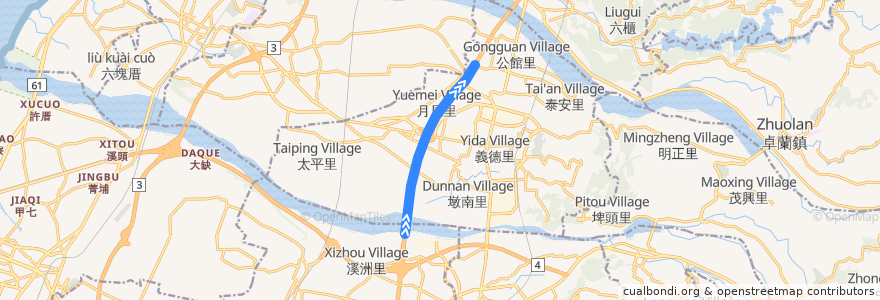 Mapa del recorrido 9010 台中-新竹 de la línea  en 허우리 구.