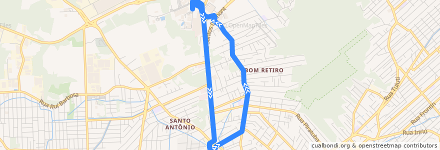 Mapa del recorrido Norte/Campus de la línea  en Joinville.