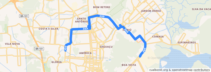 Mapa del recorrido Anhanguera/Norte/Tupy de la línea  en 若茵维莱.