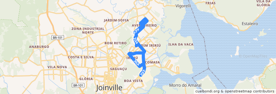 Mapa del recorrido Antônio Jorge Cecyn de la línea  en ジョインヴィレ.