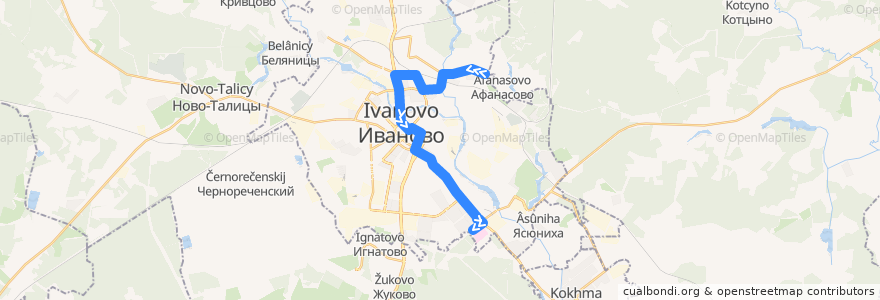 Mapa del recorrido Троллейбус №8: Афанасово - Областная больница de la línea  en Ivanovo.