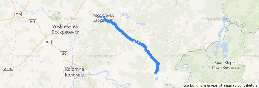 Mapa del recorrido Автобус: № 26 «Егорьевск (автовокзал) - Полбино - Радовицы (Первый посёлок)» de la línea  en городской округ Егорьевск.