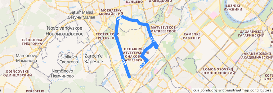 Mapa del recorrido Автобус №622: станция "Очаково" - Пищекомбинат de la línea  en 西行政区.