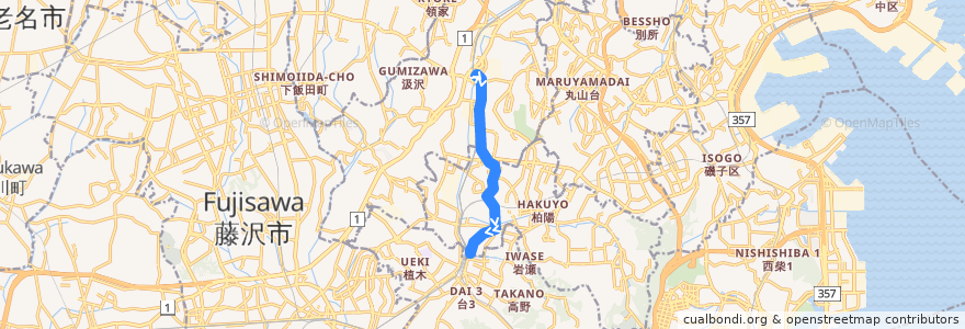 Mapa del recorrido 江ノ電 戸塚～大船 de la línea  en 神奈川県.