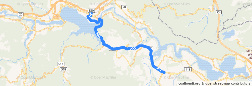 Mapa del recorrido 相模湖21系統 de la línea  en Midori Ward.