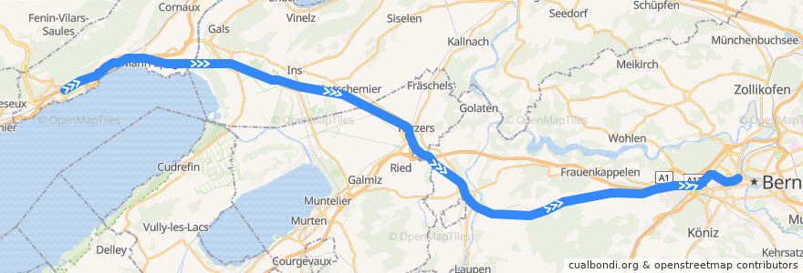 Mapa del recorrido S5: Neuchâtel => Bern de la línea  en Switzerland.