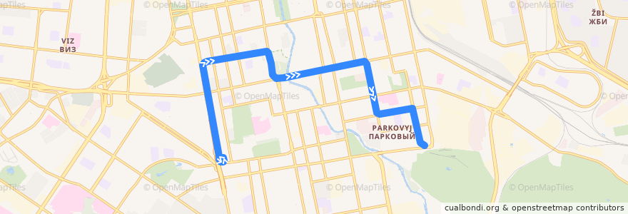Mapa del recorrido Трамвай 33. Дворец спорта - ЦПКиО de la línea  en городской округ Екатеринбург.