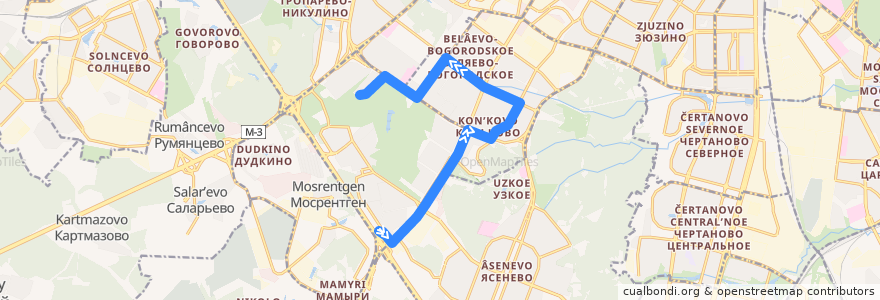Mapa del recorrido Автобус 2с: 5-й микрорайон Тёплого Стана - 9-й микрорайон Тёплого Стана de la línea  en Юго-Западный административный округ.
