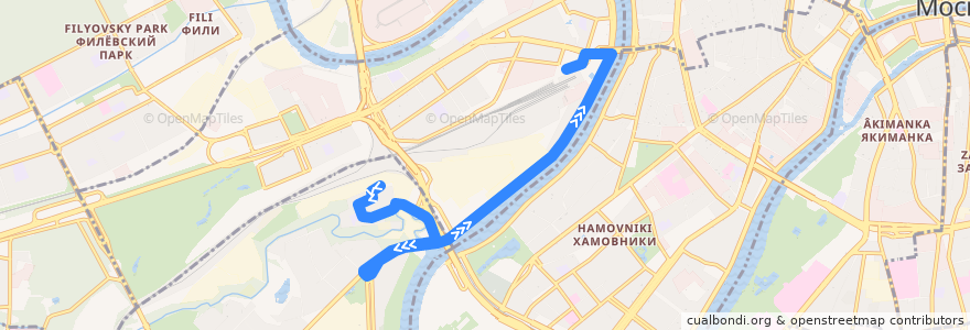Mapa del recorrido Автобус №791: 4-й Сетуньский проезд - Киевский вокзал de la línea  en Moscú.