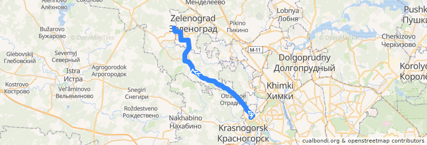 Mapa del recorrido Автобус № 400к "м. Митино - 14-й микрорайон" de la línea  en Óblast de Moscú.