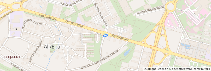 Mapa del recorrido BUX Oeste de la línea  en Vitoria.