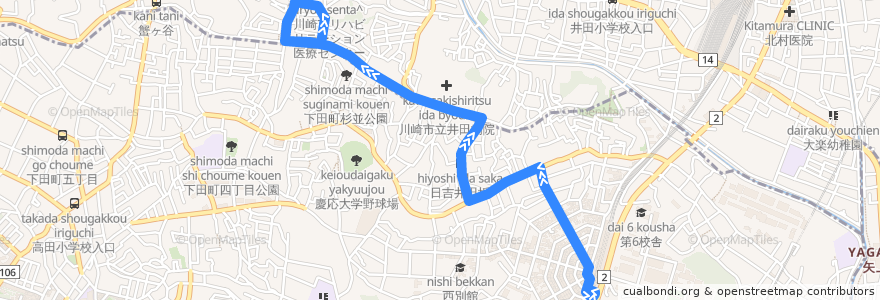 Mapa del recorrido さくらが丘線 de la línea  en Yokohama.