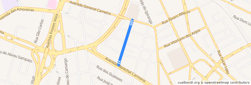 Mapa del recorrido 402 - Parque da Figueira de la línea  en 坎皮纳斯.