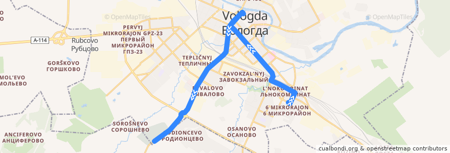 Mapa del recorrido Автобус №35: 6 мкр. - ГРС de la línea  en Vologda.