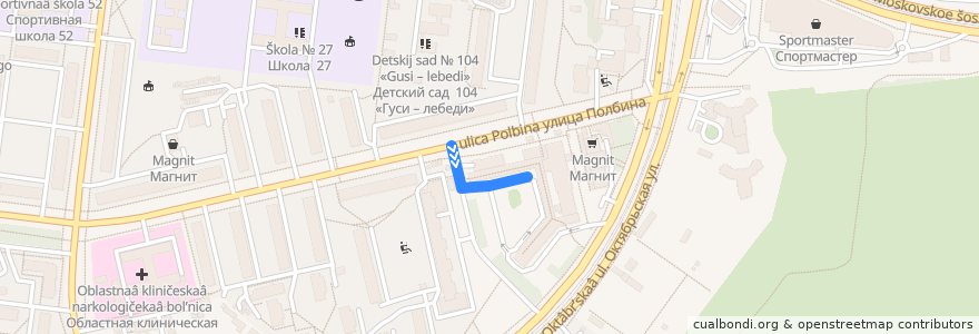 Mapa del recorrido Ульяновск - Богдашкино de la línea  en городской округ Ульяновск.