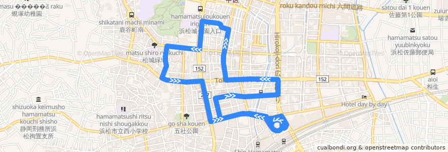 Mapa del recorrido まちなか西ループ de la línea  en Chuo Ward.