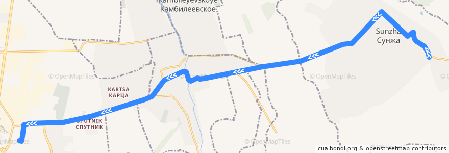 Mapa del recorrido №109 А г.Владикавказ-с.Сунжа (сок.цех)(обратный) de la línea  en Nordossetien-Alanien.