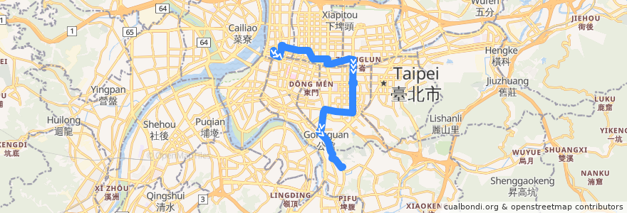 Mapa del recorrido 臺北市 52 興隆-中興醫院(返程) de la línea  en تایپه.
