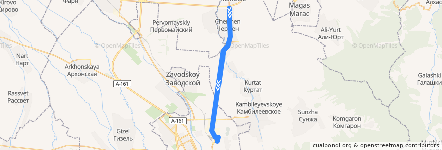 Mapa del recorrido №110 г.Владикавказ-с.Чермен(обратный) de la línea  en Северная Осетия — Алания.