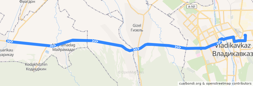 Mapa del recorrido №116 г.Владикавказ - с.Дзаурикау (обратное) de la línea  en Osetia del Norte-Alania.
