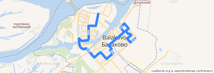 Mapa del recorrido Автобус №10а 11 микрорайон => Терапевтический корпус de la línea  en городское поселение Балаково.