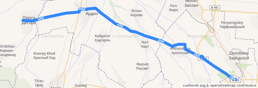 Mapa del recorrido №133 г.Владикавказ-с.Дигора (прямой) de la línea  en Северная Осетия — Алания.