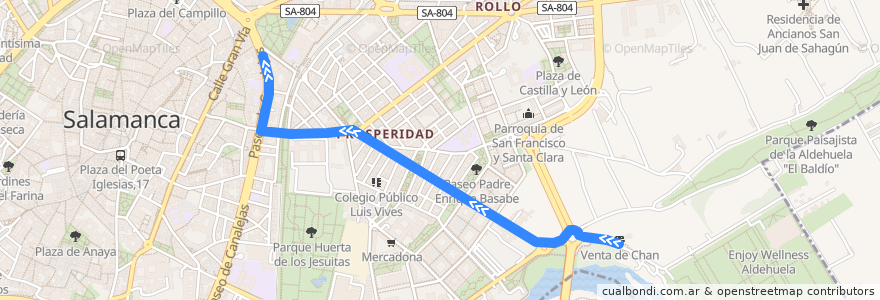 Mapa del recorrido 97. Rastro → Alamedilla de la línea  en サラマンカ.