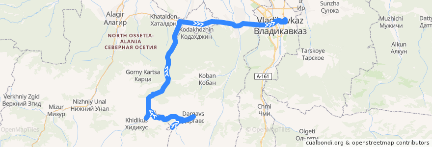 Mapa del recorrido №235 г.Владикавказ - с.Джимара (обратный) de la línea  en Северная Осетия — Алания.