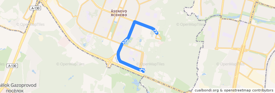 Mapa del recorrido Автобус 262: проезд Карамзина - метро "Новоясеневская" de la línea  en район Ясенево.