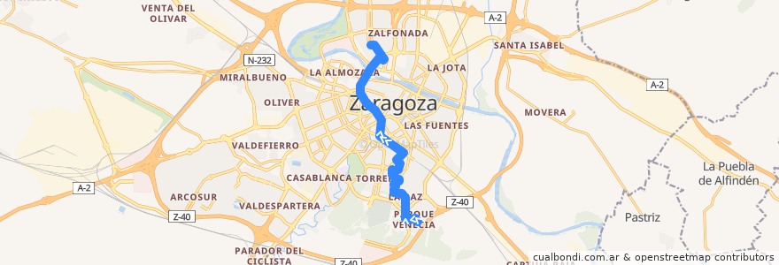Mapa del recorrido Bus 23: Parque Venecia => Actur-Rey Fernando de la línea  en Сарагоса.
