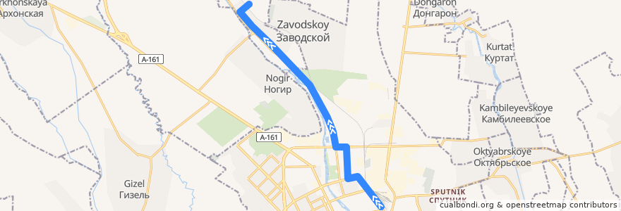 Mapa del recorrido №150 г.Владикавказ-с.Михайловское (прямой) de la línea  en Северная Осетия — Алания.