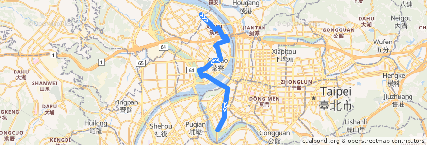 Mapa del recorrido 新北市 62 三重-東園 (往程) de la línea  en Nouveau Taipei.