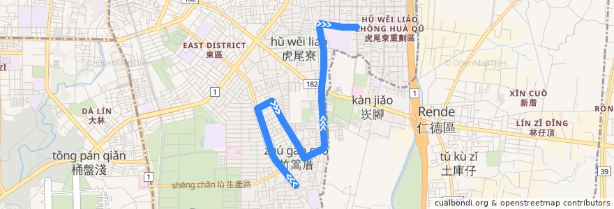 Mapa del recorrido 3路(繞駛復興國中_往程) de la línea  en 東区.