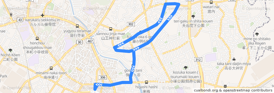 Mapa del recorrido 藤沢101系統 de la línea  en Fujisawa.