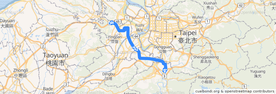 Mapa del recorrido 新北市 918 泰山-新店 (往程) de la línea  en Новый Тайбэй.