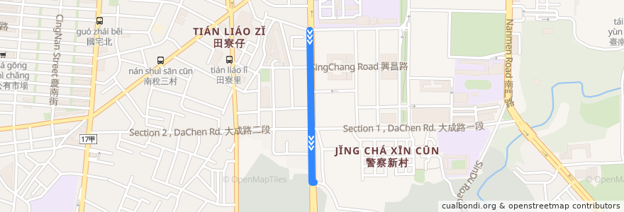 Mapa del recorrido 15路(延駛大成路口_往程) de la línea  en South District.