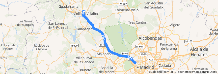 Mapa del recorrido Bus 673: Collado Villalba (Hospital) → Madrid de la línea  en Autonome Gemeinschaft Madrid.