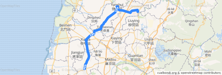 Mapa del recorrido 棕幹線(往新營_返程) de la línea  en Tainan.