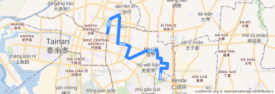 Mapa del recorrido 6路(往仁德轉運站_返程) de la línea  en Eastern District.